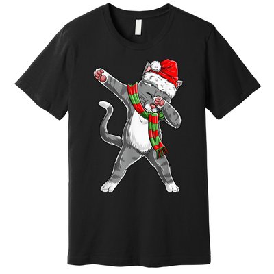 Dabbing Cat Santa Christmas Gift Kid Boy Girls Catmas Xmas Premium T-Shirt