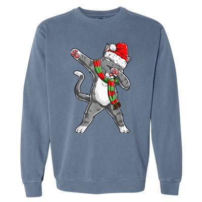 Dabbing Cat Santa Christmas Gift Kid Boy Girls Catmas Xmas Garment-Dyed Sweatshirt