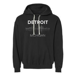 Detroit City Skyline Michigan Souvenir Detroit Garment-Dyed Fleece Hoodie