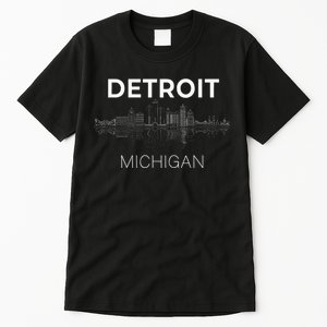 Detroit City Skyline Michigan Souvenir Detroit Tall T-Shirt