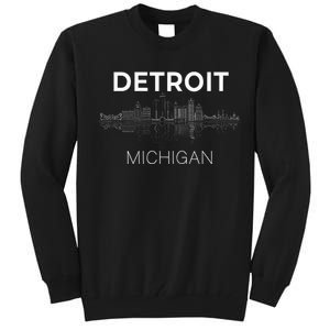 Detroit City Skyline Michigan Souvenir Detroit Tall Sweatshirt