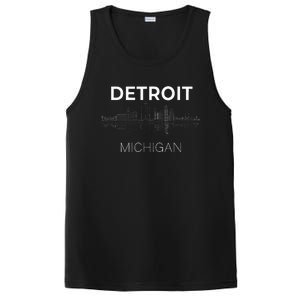 Detroit City Skyline Michigan Souvenir Detroit PosiCharge Competitor Tank