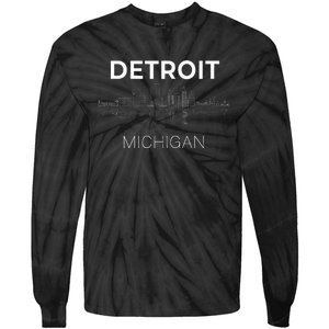 Detroit City Skyline Michigan Souvenir Detroit Tie-Dye Long Sleeve Shirt