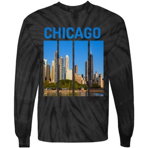 Downtown Chicago Skyline Souvenirs State Illinois Tie-Dye Long Sleeve Shirt