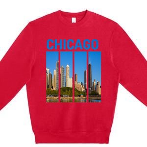 Downtown Chicago Skyline Souvenirs State Illinois Premium Crewneck Sweatshirt