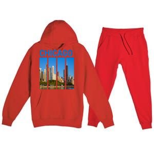 Downtown Chicago Skyline Souvenirs State Illinois Premium Hooded Sweatsuit Set