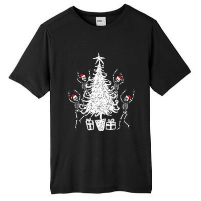 Dancing Christmas Skeletons Funny Spooky Christmas Graphic Tall Fusion ChromaSoft Performance T-Shirt