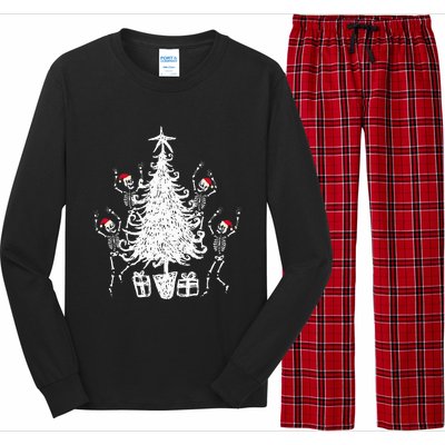 Dancing Christmas Skeletons Funny Spooky Christmas Graphic Long Sleeve Pajama Set