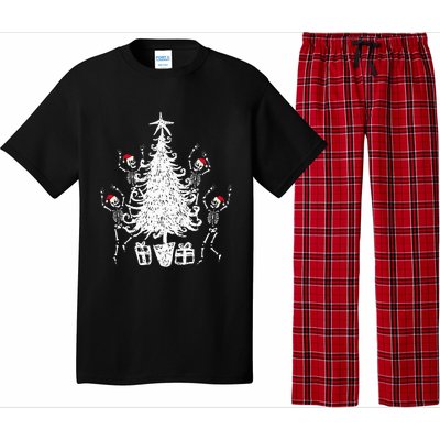 Dancing Christmas Skeletons Funny Spooky Christmas Graphic Pajama Set