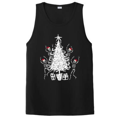 Dancing Christmas Skeletons Funny Spooky Christmas Graphic PosiCharge Competitor Tank