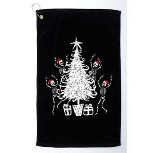 Dancing Christmas Skeletons Funny Spooky Christmas Graphic Platinum Collection Golf Towel