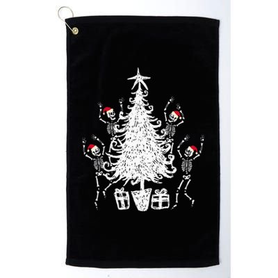 Dancing Christmas Skeletons Funny Spooky Christmas Graphic Platinum Collection Golf Towel