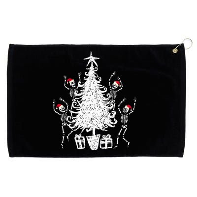 Dancing Christmas Skeletons Funny Spooky Christmas Graphic Grommeted Golf Towel