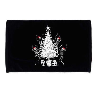 Dancing Christmas Skeletons Funny Spooky Christmas Graphic Microfiber Hand Towel