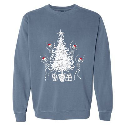 Dancing Christmas Skeletons Funny Spooky Christmas Graphic Garment-Dyed Sweatshirt