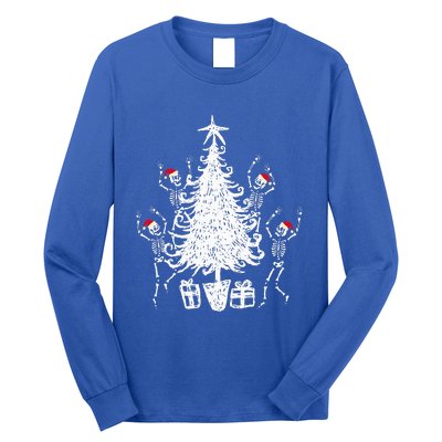 Dancing Christmas Skeletons Funny Spooky Christmas Graphic Long Sleeve Shirt