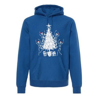 Dancing Christmas Skeletons Funny Spooky Christmas Graphic Premium Hoodie