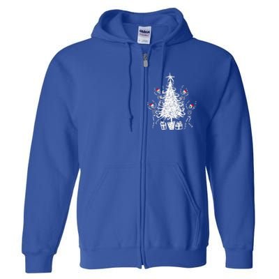 Dancing Christmas Skeletons Funny Spooky Christmas Graphic Full Zip Hoodie