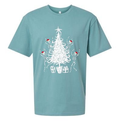 Dancing Christmas Skeletons Funny Spooky Christmas Graphic Sueded Cloud Jersey T-Shirt