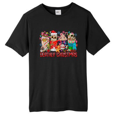 Deathly Christmas Sugar Skull And Coffee Cups Xmas Holiday Tall Fusion ChromaSoft Performance T-Shirt