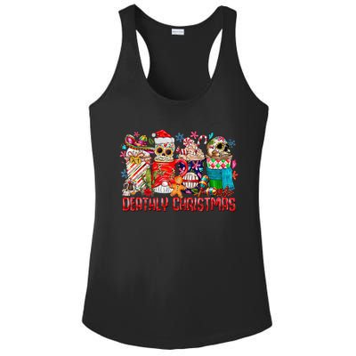 Deathly Christmas Sugar Skull And Coffee Cups Xmas Holiday Ladies PosiCharge Competitor Racerback Tank