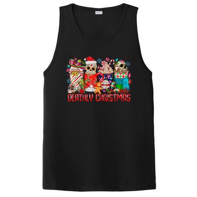 Deathly Christmas Sugar Skull And Coffee Cups Xmas Holiday PosiCharge Competitor Tank