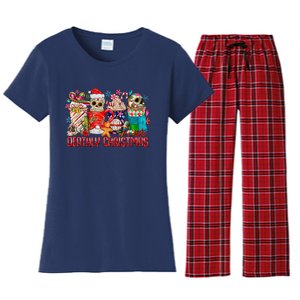 Deathly Christmas Sugar Skull And Coffee Cups Xmas Holiday Women's Flannel Pajama Set