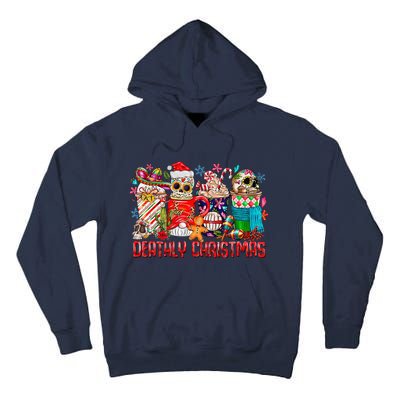 Deathly Christmas Sugar Skull And Coffee Cups Xmas Holiday Tall Hoodie