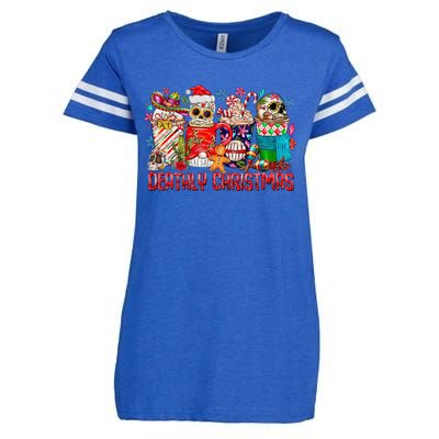 Deathly Christmas Sugar Skull And Coffee Cups Xmas Holiday Enza Ladies Jersey Football T-Shirt