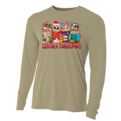 Deathly Christmas Sugar Skull And Coffee Cups Xmas Holiday Cooling Performance Long Sleeve Crew