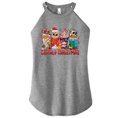 Deathly Christmas Sugar Skull And Coffee Cups Xmas Holiday Women's Perfect Tri Rocker Tank