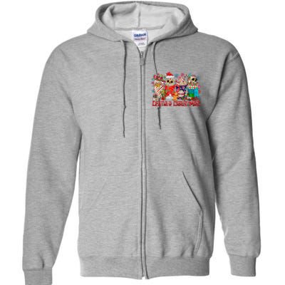 Deathly Christmas Sugar Skull And Coffee Cups Xmas Holiday Full Zip Hoodie