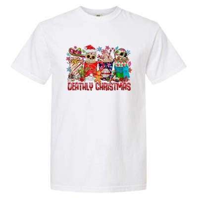 Deathly Christmas Sugar Skull And Coffee Cups Xmas Holiday Garment-Dyed Heavyweight T-Shirt