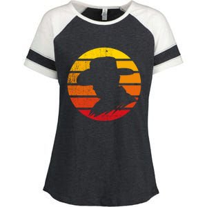 Distressed Cowboy Sunset Enza Ladies Jersey Colorblock Tee