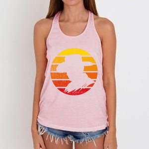 Distressed Cowboy Sunset Women's Knotted Racerback Tank