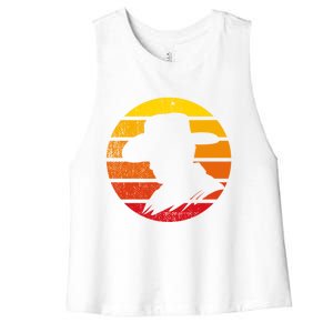 Distressed Cowboy Sunset Women's Racerback Cropped Tank