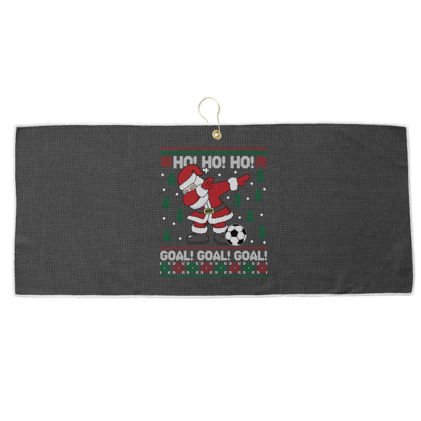 Dabbing Christmas Soccer Ho Santa Elf Ugly Xmas Sweater Cool Gift Large Microfiber Waffle Golf Towel