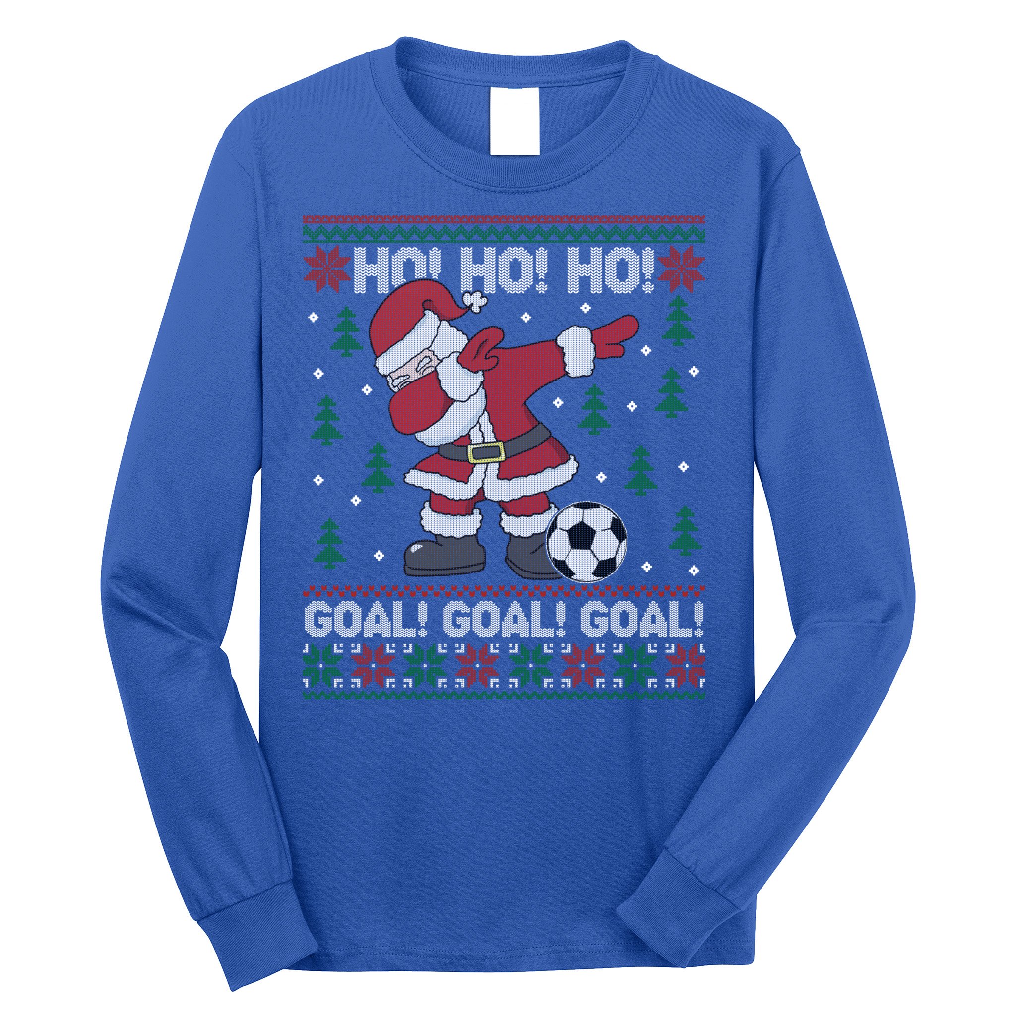 Dabbing Christmas Soccer Ho Santa Elf Ugly Xmas Sweater Cool Gift Long Sleeve Shirt