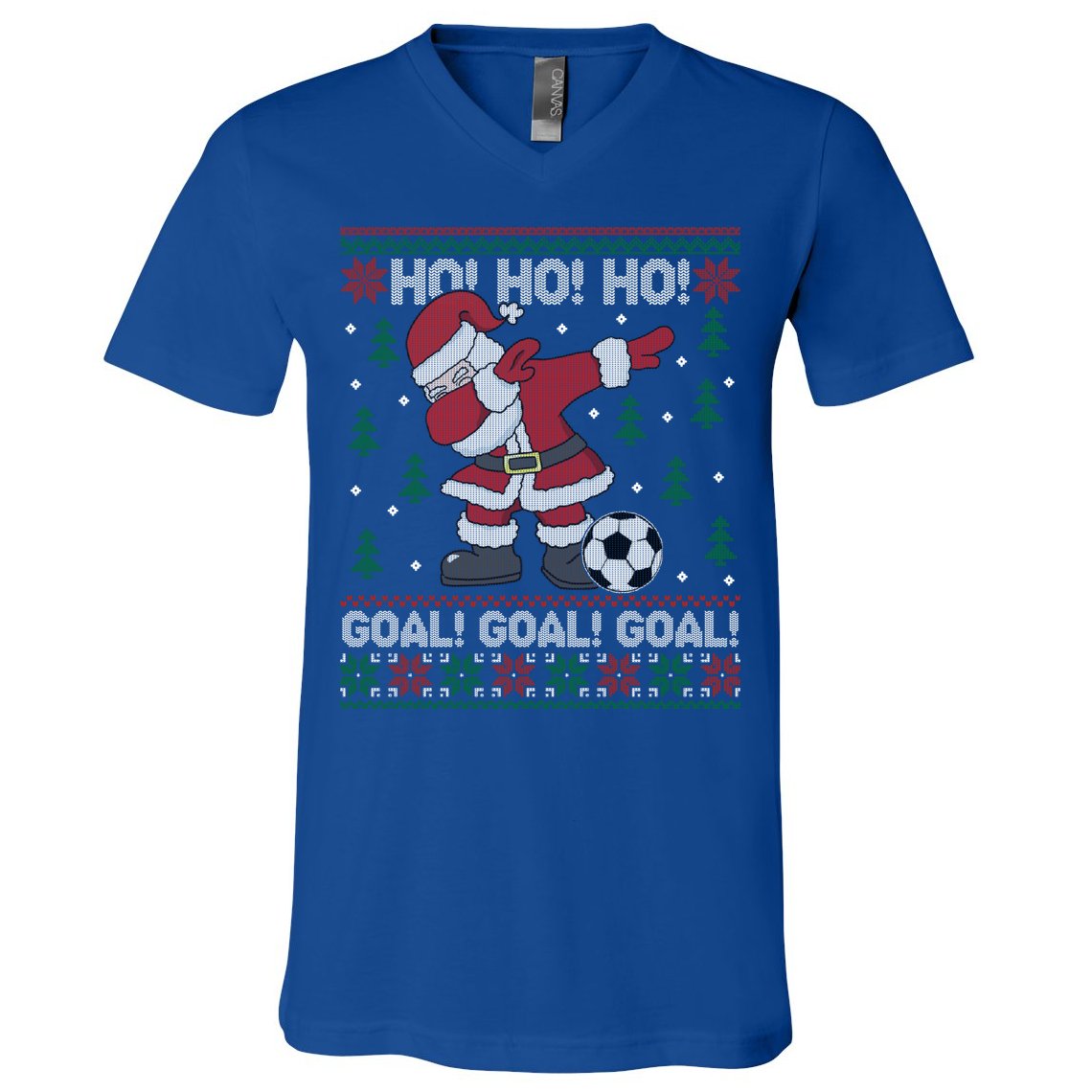 Dabbing Christmas Soccer Ho Santa Elf Ugly Xmas Sweater Cool Gift V-Neck T-Shirt