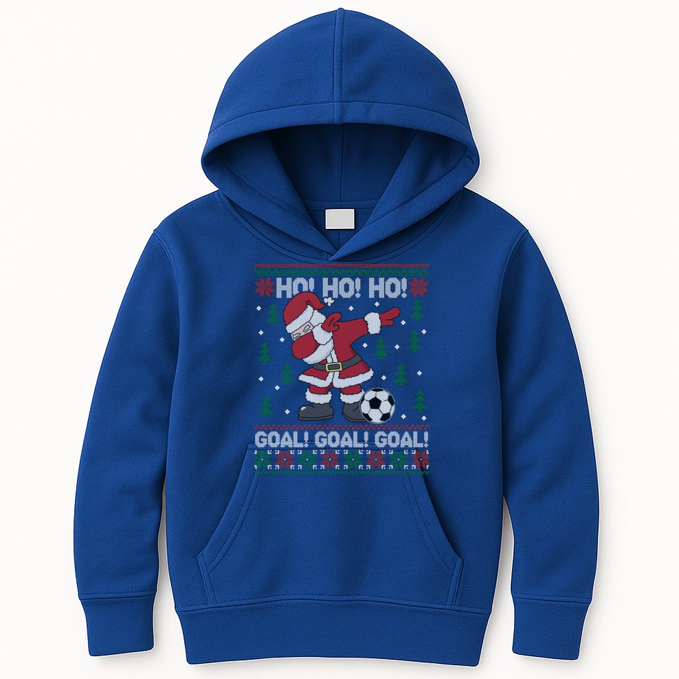 Dabbing Christmas Soccer Ho Santa Elf Ugly Xmas Sweater Cool Gift Kids Hoodie