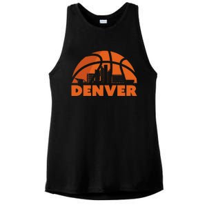 Denver City Skyline Colorado Basketball Fan Jersey Ladies PosiCharge Tri-Blend Wicking Tank