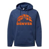 Denver City Skyline Colorado Basketball Fan Jersey Performance Fleece Hoodie