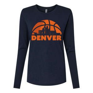 Denver City Skyline Colorado Basketball Fan Jersey Womens Cotton Relaxed Long Sleeve T-Shirt