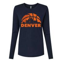 Denver City Skyline Colorado Basketball Fan Jersey Womens Cotton Relaxed Long Sleeve T-Shirt