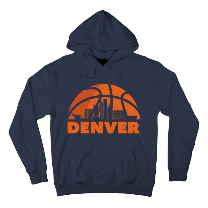 Denver City Skyline Colorado Basketball Fan Jersey Hoodie