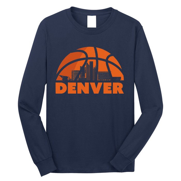 Denver City Skyline Colorado Basketball Fan Jersey Long Sleeve Shirt