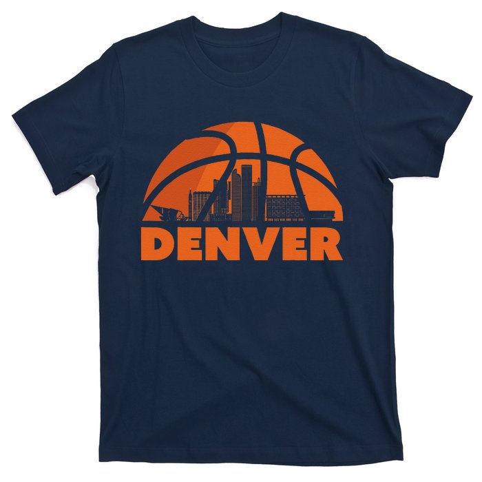 Denver City Skyline Colorado Basketball Fan Jersey T-Shirt