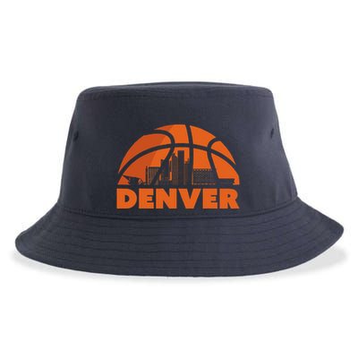 Denver City Skyline Colorado Basketball Fan Jersey Sustainable Bucket Hat