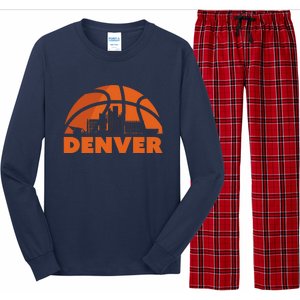 Denver City Skyline Colorado Basketball Fan Jersey Long Sleeve Pajama Set