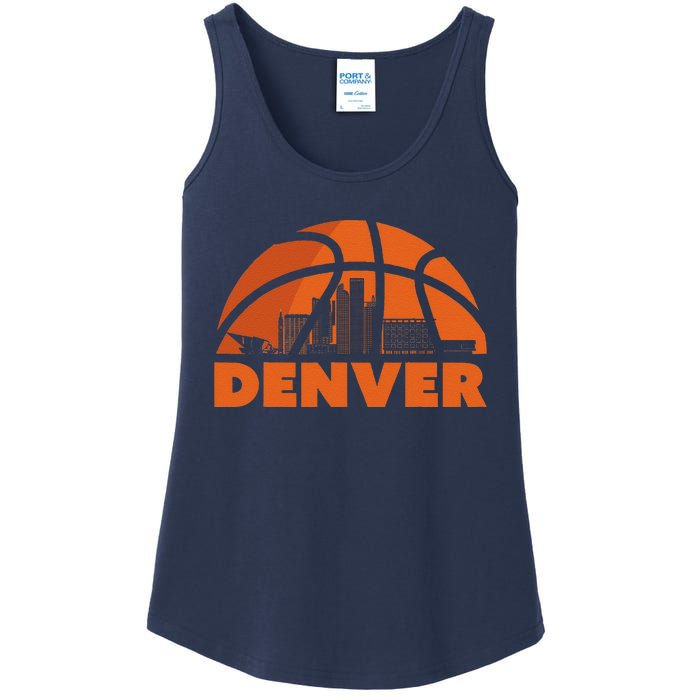 Denver City Skyline Colorado Basketball Fan Jersey Ladies Essential Tank